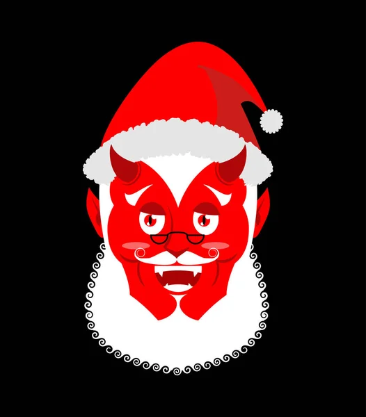 Krampus Satan Père Noël. Démon rouge Claus avec cornes. Monst de Noël — Image vectorielle