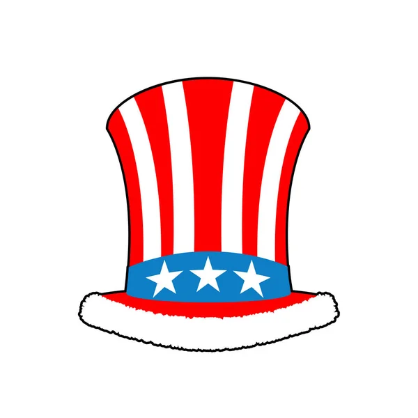Patriotic Santa Claus cap. Winter Hat Uncle Sam. Christmas Cylin — Stock Vector