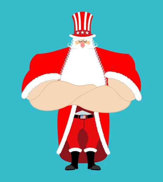 Santa Uncle Sam. Amerikai karácsony Mikulás. Téli henger. Toth — Stock Vector