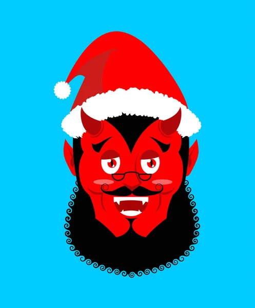 Satan Santa Krampus. Démon rouge Claus avec cornes. Monst de Noël — Image vectorielle