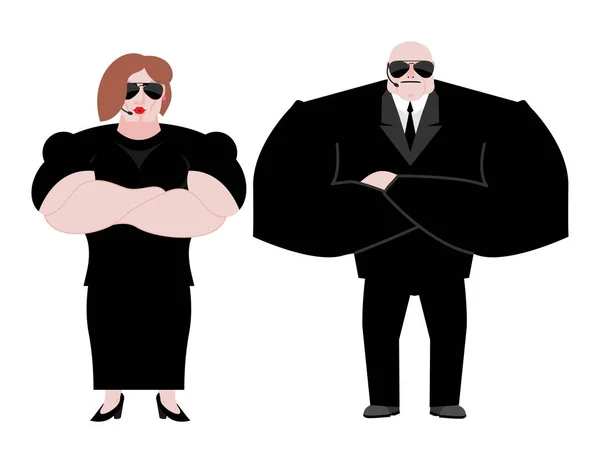 Osobní strážce rodiny manželé. muž a žena v černém obleku a ha — Stockový vektor