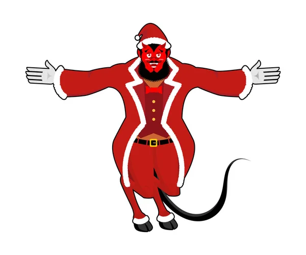 Krampus Satan Père Noël. Démon rouge Claus avec cornes. Monst de Noël — Image vectorielle