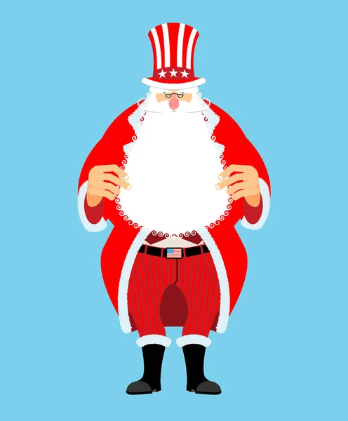 Santa Uncle Sam. Amerikansk jul Claus. Winter cylindrig. Patr — Stock vektor