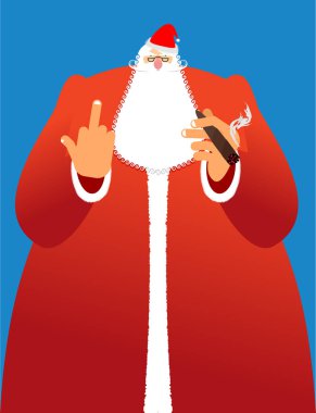 Kötü Santa puro ve lanet. Öfkeli sarhoş baba. Zararlı İsa