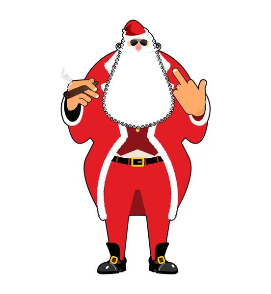 Santa mala con cigarro y mierda. Enojado borracho Claus. Cristo perjudicial — Vector de stock