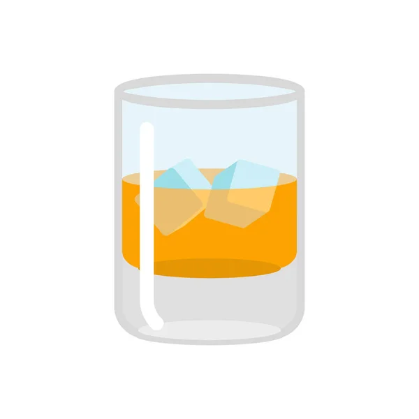 Whiskey och is. Glas av scotch på stenar. Dricka på vita bakgr — Stock vektor
