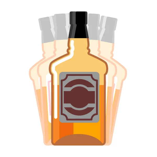 Borrachera. Whisky Botella viendo doble. Beber Scotch Hallucin — Vector de stock