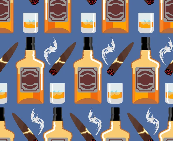 Whisky jeges varrat nélküli mintát. Úriember háttér. Üveg — Stock Vector