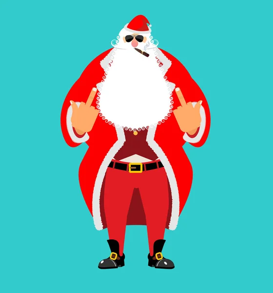 Bad Santa ukazuje do prdele. Rozzlobený Claus. Není dobré vánoční starý muž — Stockový vektor