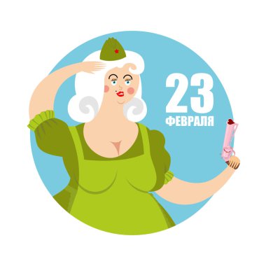 23 Şubat. Askerler üniforma güzel kız. Askeri holida