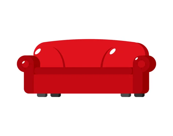 Sofá rojo aislado. Gran sofá grande y suave sobre fondo blanco — Vector de stock