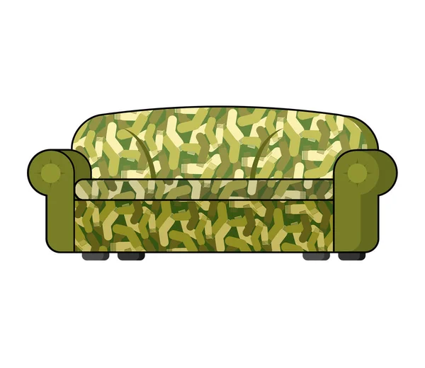 Sofá militar de camuflaje. Sofá de soldado del ejército aislado. Ilustración — Vector de stock