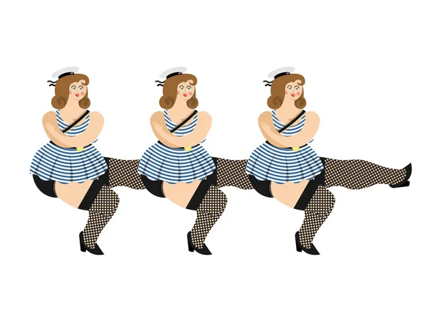 Schöne Mädchen in Matrosenuniform Tanz mit Mütze Matrosen. februar — Stockvektor