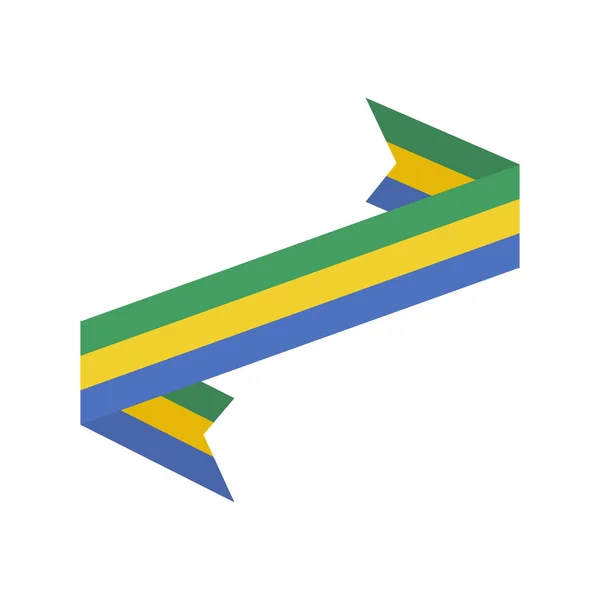 Gabon bayrak şerit izole. Gabon Cumhuriyeti teyp afiş. Devlet — Stok Vektör