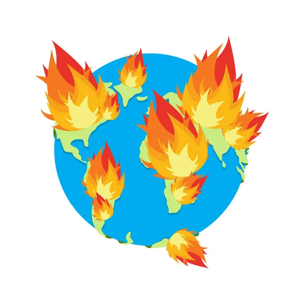 地球着火。地球燃烧。灾难。世界末日 — 图库矢量图片
