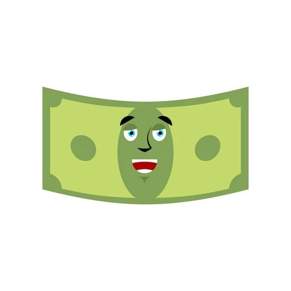 Dinheiro emoção feliz. Dinheiro Emoji alegre. Dólar isolado — Vetor de Stock