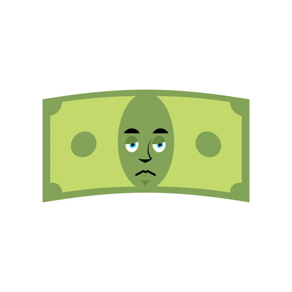 Dinheiro emoção triste. Cash Emoji desculpe. Dólar isolado — Vetor de Stock