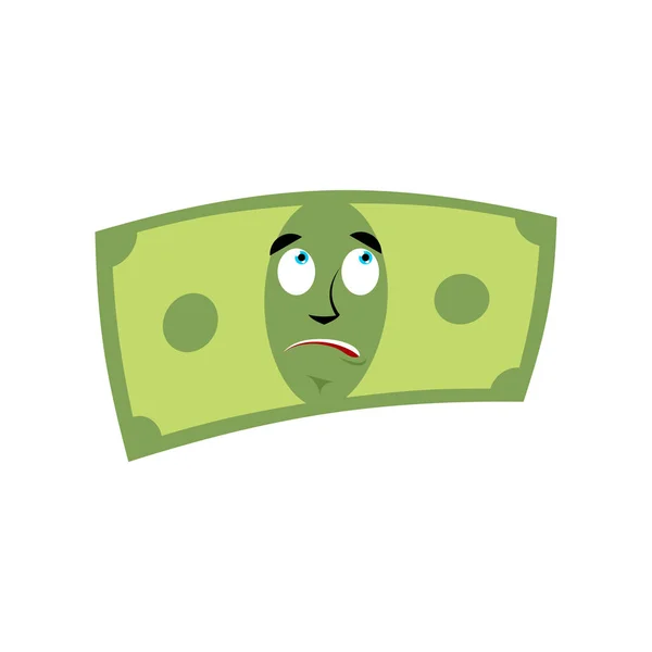 Geld überraschte Emotionen. Cash-Emoji verblüfft. Dollar isoliert — Stockvektor