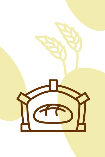 Backschablone Design blank, Plakat. Brot im Ofen und Weizen — Stockvektor