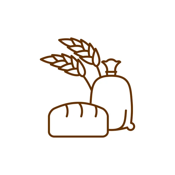 Saco de farinha Ícone de linha. Sinal de produção de pão e padaria — Vetor de Stock