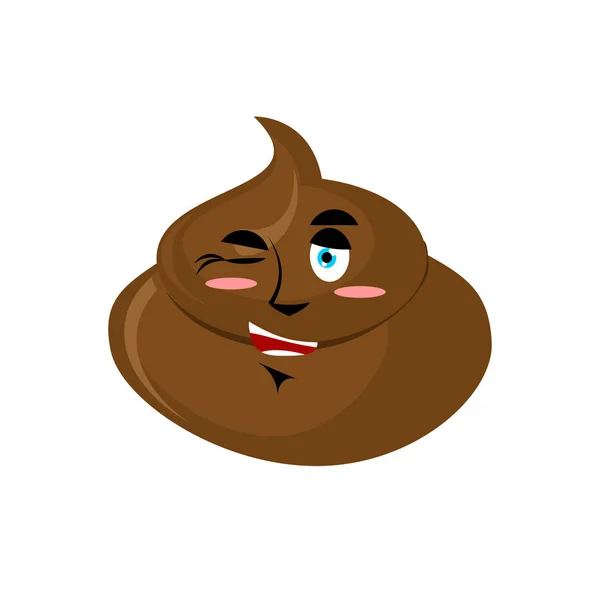 Shit winks Emoji. Turd happy emotion isolated — Stockvector