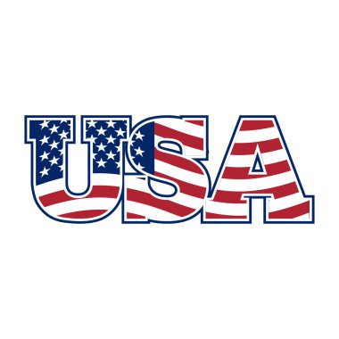 ABD yazı. Amerika ve harfler bayrağı. Ulusal işareti