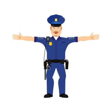 Polis memuru mutlu Emoji izole. Polis neşeli duygu