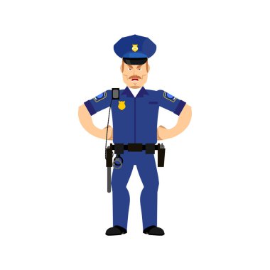 Polis memuru kızgın Emoji izole. Polis agresif duygusal