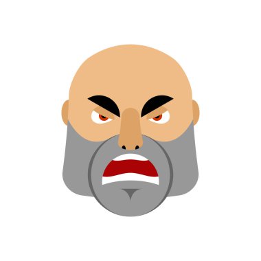 Acımasız adam kızgın Emoji. Agresif duygu izole erkek yüz