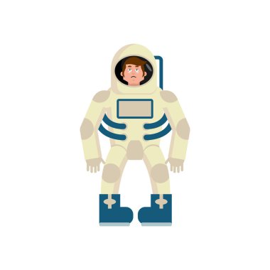 Astronot üzgün Emoji. Kozmonot hüzünlü duygu izole. Uzay