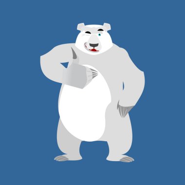 Kutup ayısı Emoji kırpmak. Vahşi hayvan Arktik ve Antarktika. Neşeli 