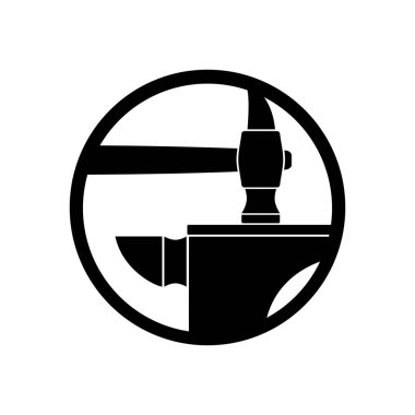 Forge logo. smithy symbol. Hammer and anvil emblem. Vintage sign clipart