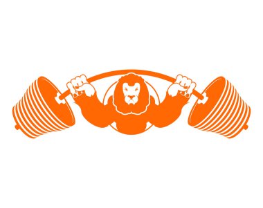 Güçlü aslan amblemi. Leo ve halter logo için spor ve spor takım