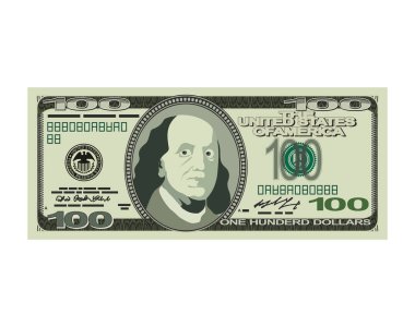100 dolarlık izole. Beyaz arka plan üzerinde ABD para. Amerikan cas