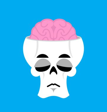 Kafatası ve beyin üzgün Emoji. iskelet baş hüzünlü duygu isol