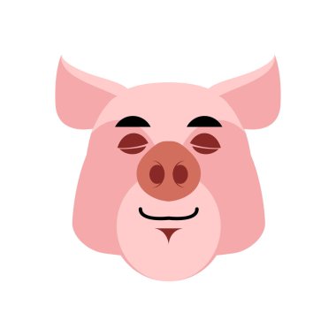 Emoji uyku domuz. Beyaz arka plan üzerinde domuz asleepl duygu. F