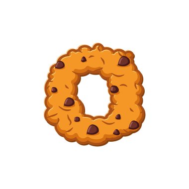 O mektup kurabiye. Çerez yazı tipi. Yulaflı bisküvi alfabe sembol. 