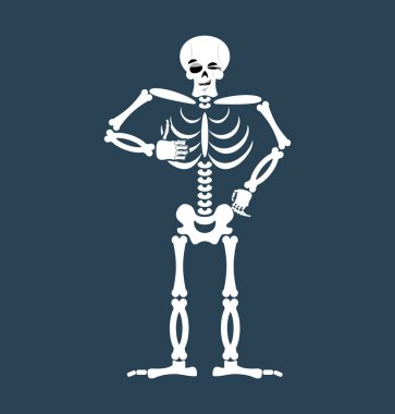 Emoji iskelet Yaşasın. Kafatası izole duygu winks. İnsan bo