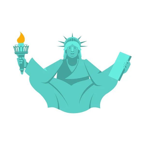 America Yoga. Estatua de la Libertad en postura de loto. Relajación y — Vector de stock