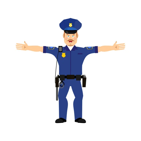 Police officer Happy Emoji isolated. Policeman merry emotion — Stock Vector