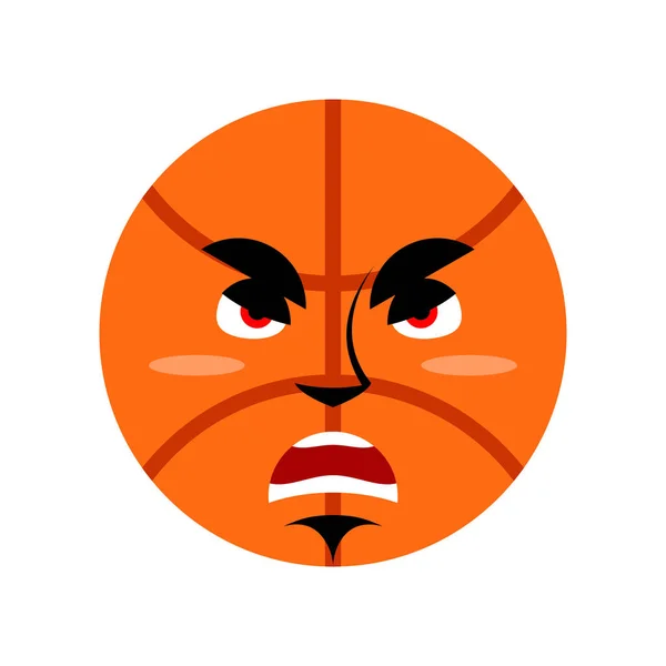 Basketbol kızgın Emoji. Topu huysuz duygu izole — Stok Vektör