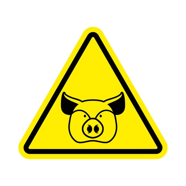 Varování prase. prasata na žlutý trojúhelník. Silnice znamení pozornost na fa — Stockový vektor