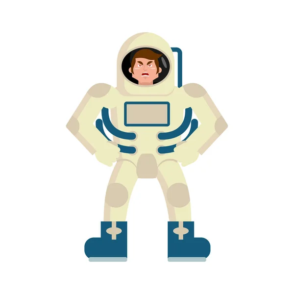 Astronauta arrabbiato Emoji. astronauta emozione aggressiva isolato — Vettoriale Stock