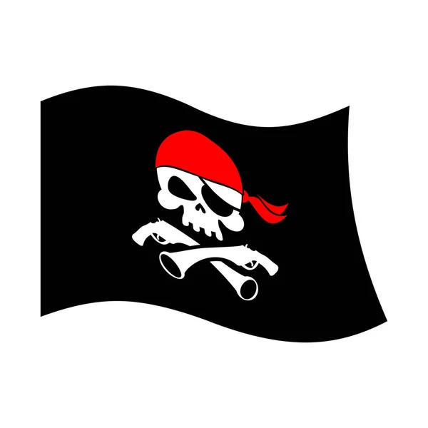 Cranio e ossa incrociate della bandiera pirata. isolata bandiera nera piratesca — Vettoriale Stock