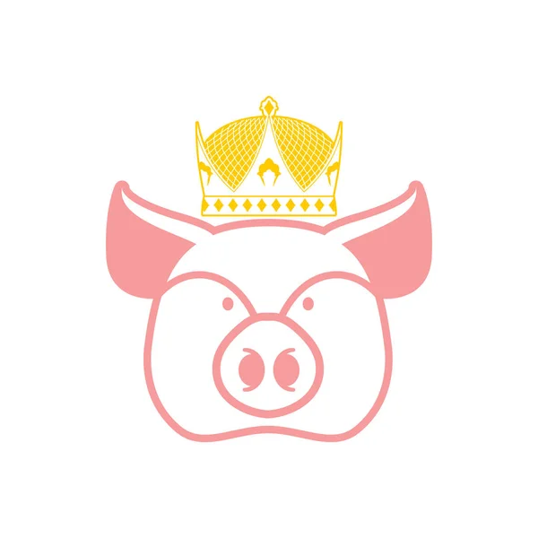 Cerdo real. Cerdo en corona. Señal para la producción de carne — Archivo Imágenes Vectoriales