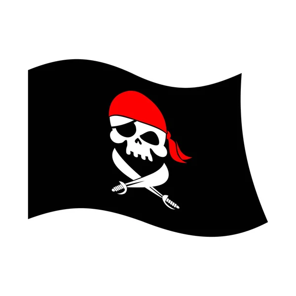 Crânio de bandeira pirata e ossos cruzados. banner preto pirático isolado —  Vetores de Stock