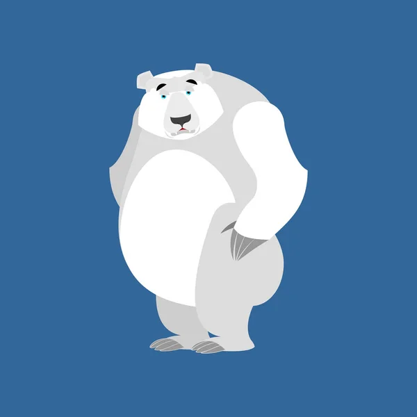 Oso Polar Emoji triste. Animal salvaje Ártico y Antártico. aflicción — Vector de stock