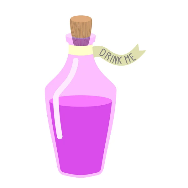 Toverdrank "Drink me". fles drank Alice in Wonderland. — Stockvector