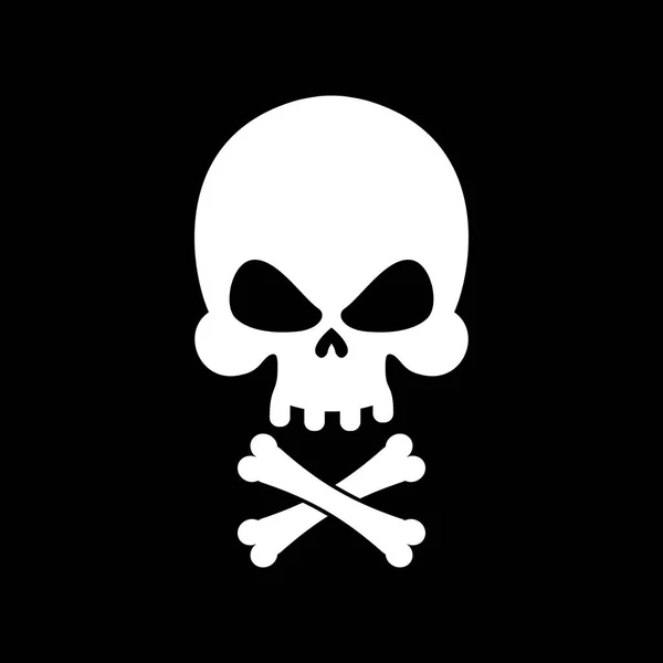 Crâne de drapeau pirate. Filibuster Black Banner. Tête squelette pirate — Image vectorielle