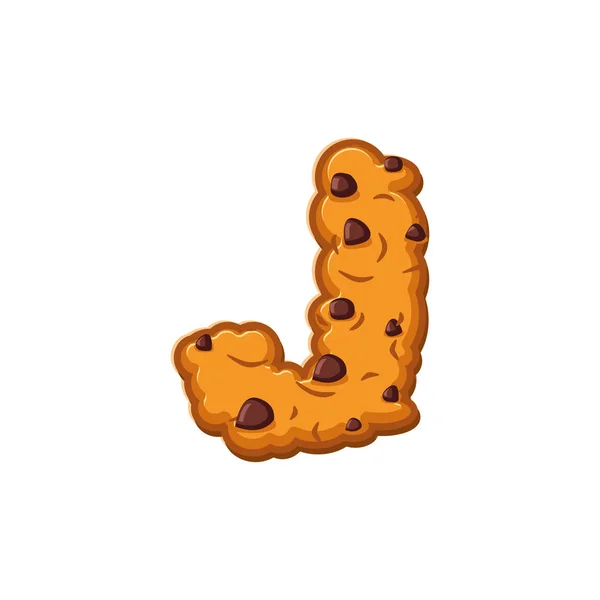 Des cookies à lettre J. Fonte Cookie. Symbole alphabet biscuit flocons d'avoine . — Image vectorielle